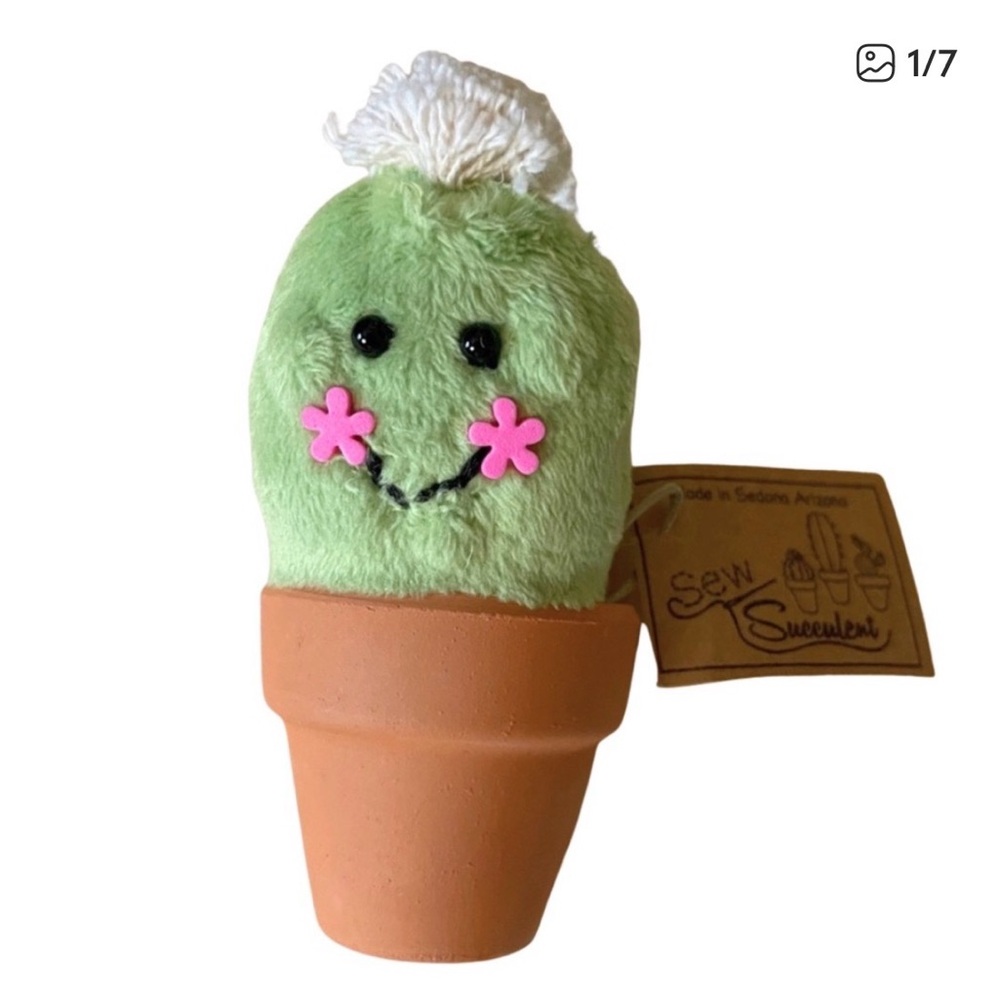 Handmade in Sedona, AZ. Happy Plush Cactus in Pot. Approx 4.5” Tall.